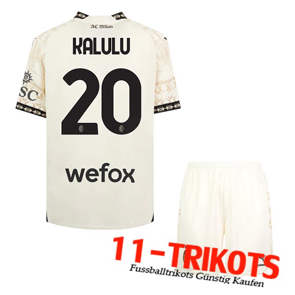 Atalanta Fussball Trikots （KALULU #20) Kinder 2023/2024 Vierte Weiß