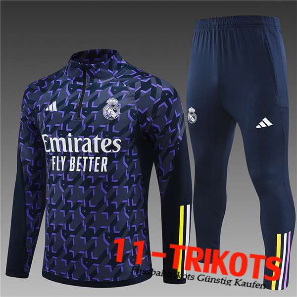 Real Madrid Trainingsanzug Kinder lila/Schwarz 2024/2025