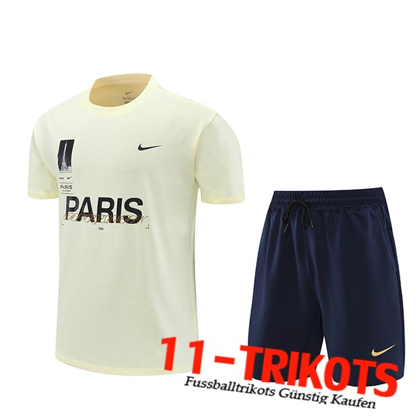 PSG Trainingstrikot + Shorts Beige/Schwarz 2024/2025