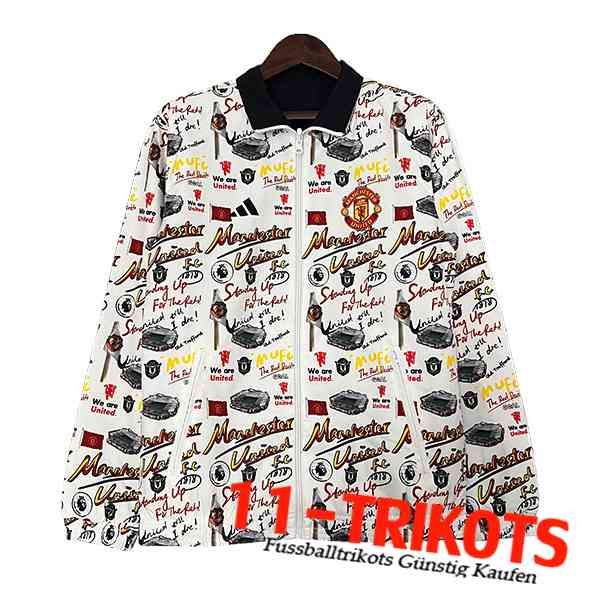 Manchester United Windjacke Weiß/Schwarz/Gelb 2024/2025