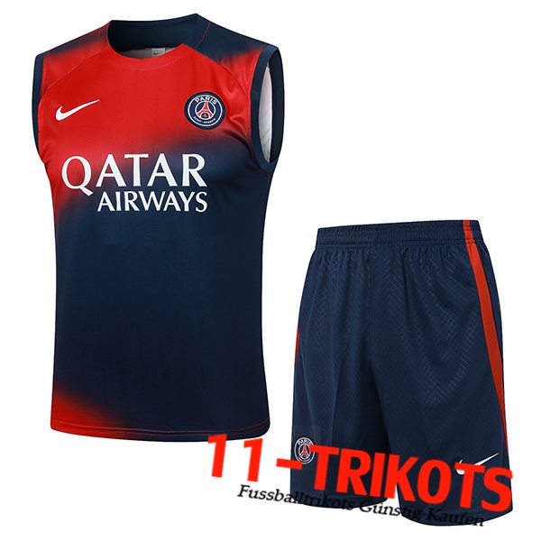 PSG Trainings-Tanktop + Shorts Rot/Blau 2024/2025