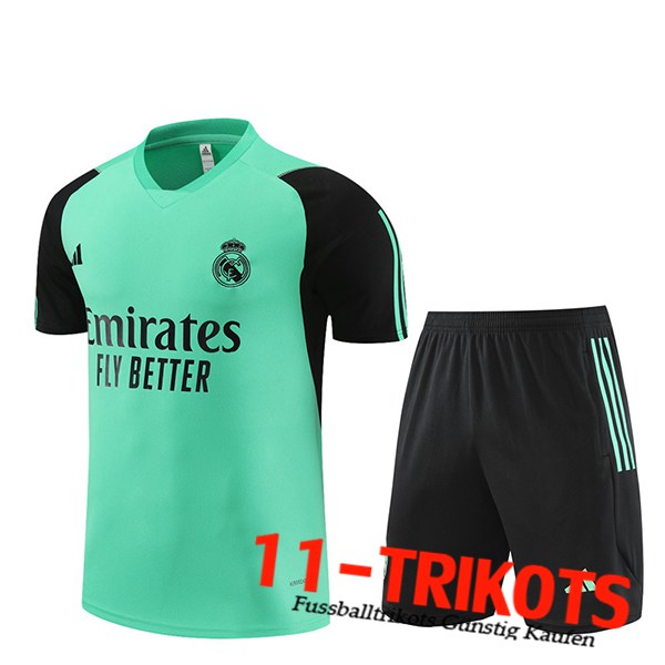 Real Madrid Trainingstrikot + Shorts Grün/Schwarz 2024/2025