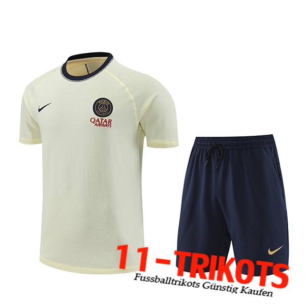 PSG Trainingstrikot + Shorts Beige/Schwarz 2024/2025