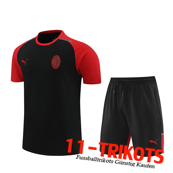 AC Milan Trainingstrikot + Shorts Schwarz/Rot 2024/2025