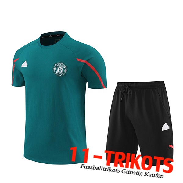 Manchester United Trainingstrikot + Shorts Grün/Schwarz 2024/2025