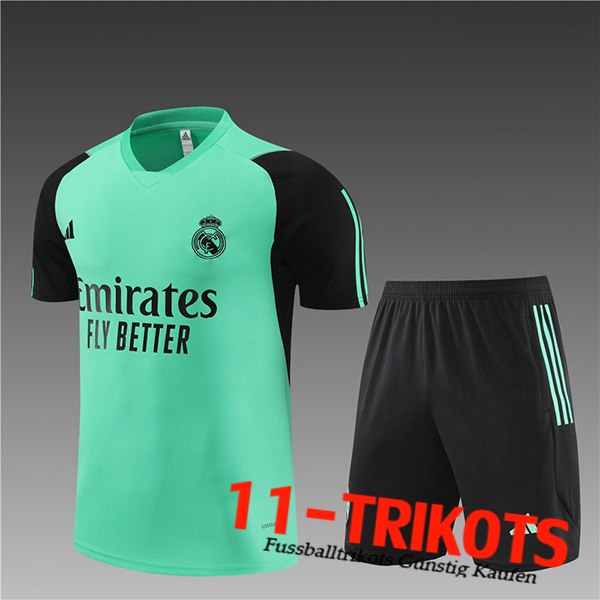 Real Madrid Trainingstrikot + Shorts Kinder Grün/Schwarz 2024/2025