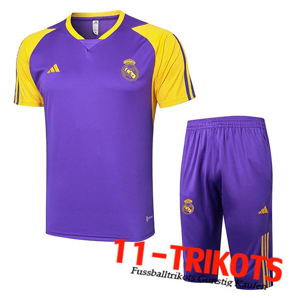 Real Madrid Trainingstrikot + Shorts lila/Gelb 2024/2025