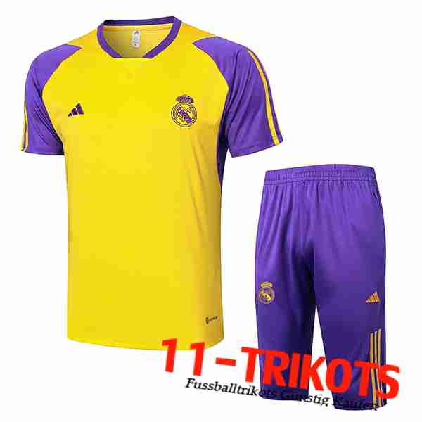 Real Madrid Trainingstrikot + Shorts Gelb/lila 2024/2025