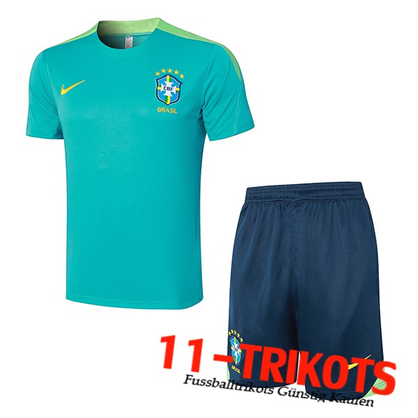 Brasilien Trainingstrikot + Shorts Grün 2024/2025