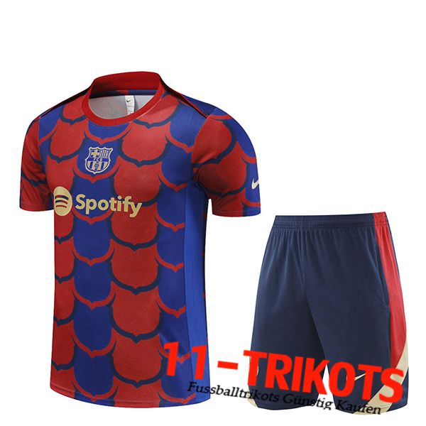 FC Barcelona Trainingstrikot + Shorts Rot/Blau 2024/2025