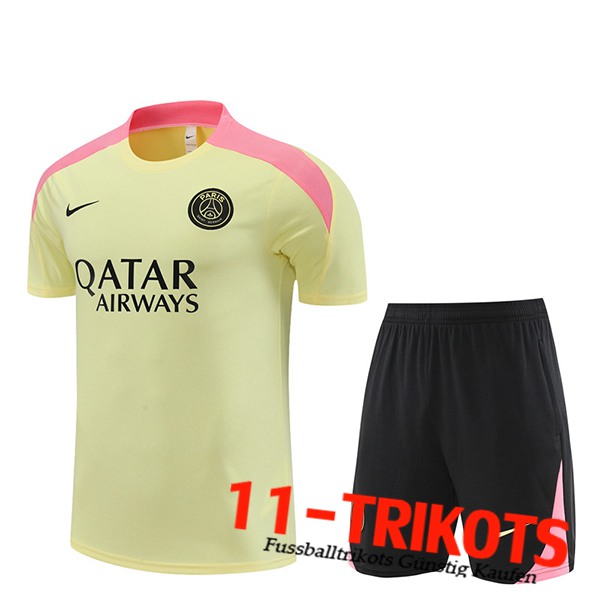 PSG Trainingstrikot + Shorts Gelb/Rosa/Schwarz 2024/2025