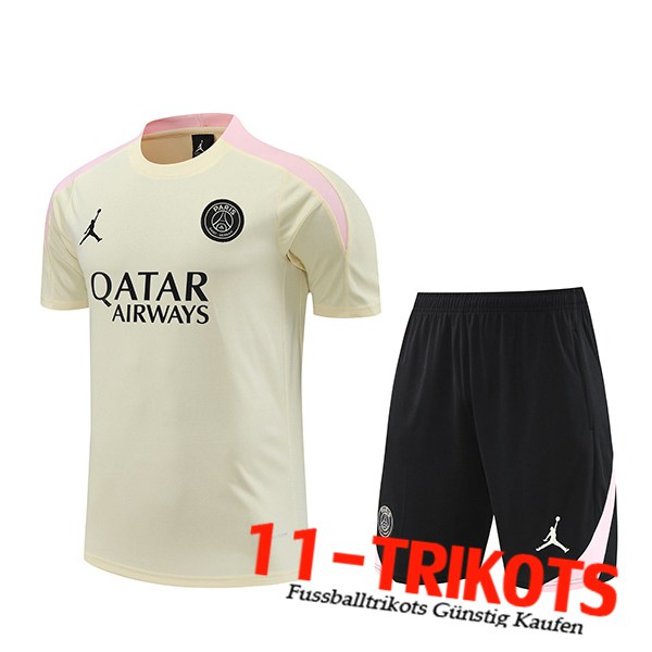 PSG Trainingstrikot + Shorts Beige/Rosa/Schwarz 2024/2025