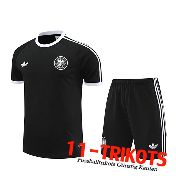 Deutschland Trainingstrikot + Shorts Schwarz/Weiß 2024/2025