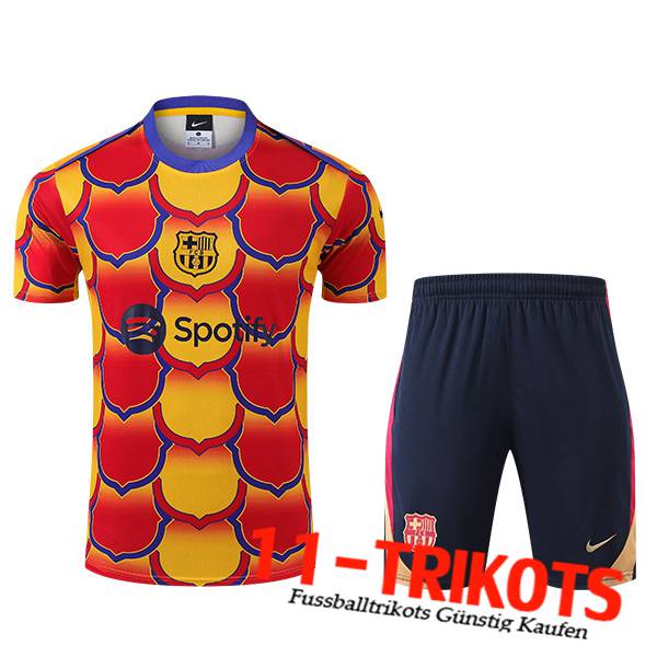 FC Barcelona Trainingstrikot + Shorts Rot/Orange 2024/2025