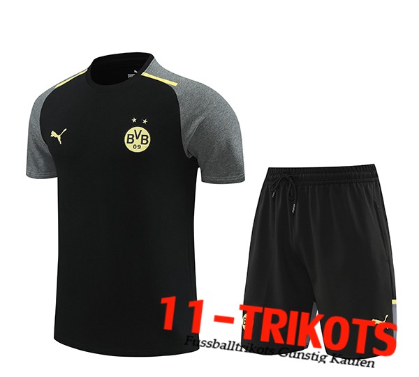 Dortmund Trainingstrikot + Shorts Schwarz/Grau 2024/2025
