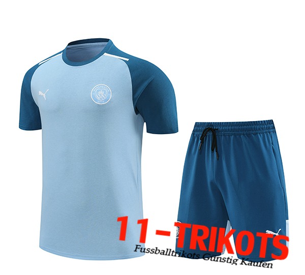 Manchester City Trainingstrikot + Shorts Blau 2024/2025
