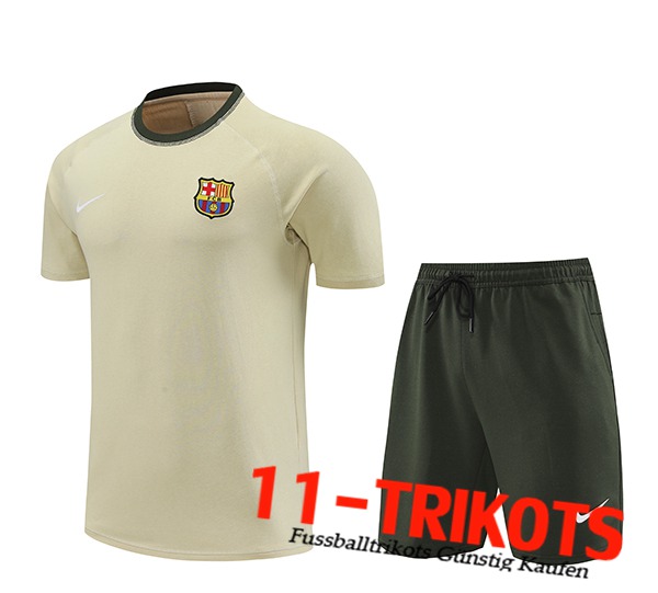 FC Barcelona Trainingstrikot + Shorts Beige/Grün 2024/2025