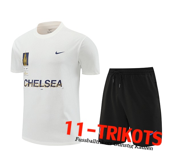 FC Chelsea Trainingstrikot + Shorts Weiß/Schwarz 2024/2025