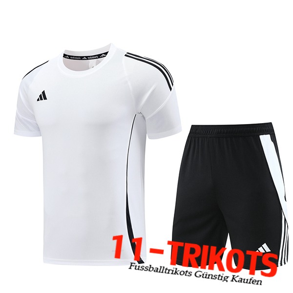 Adidas Trainingstrikot + Shorts Weiß/Schwarz 2024/2025