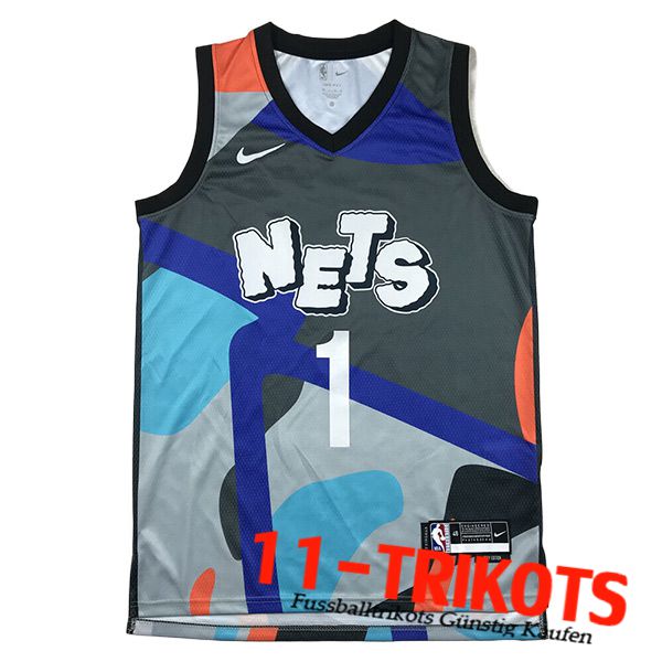 Brooklyn Nets Trikot (BRIDGES #1) 2024/25 Grau/Blau/Orange