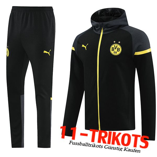 Dortmund Trainingsanzug Mit Kapuze Trainingsjacke Windbreaker Schwarz/Gelb 2024/2025