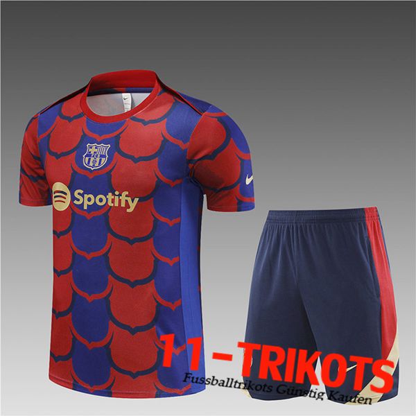 FC Barcelona Trainingstrikot + Shorts Kinder Rot/Blau 2024/2025