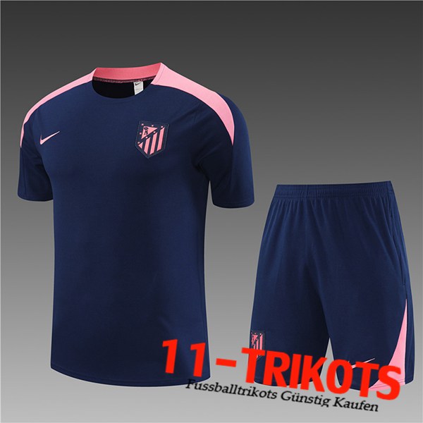 Atletico Madrid Trainingstrikot + Shorts Kinder Blau/Rosa 2024/2025