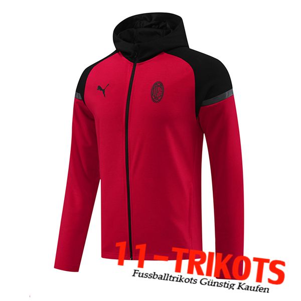 AC Milan Trainingsjacke Mit Kapuze Rot/Schwarz 2024/2025