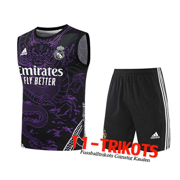 Real Madrid Trainings-Tanktop + Shorts lila/Schwarz 2024/2025