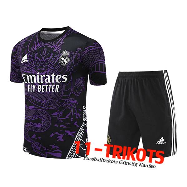 Real Madrid Trainingstrikot + Shorts lila/Schwarz 2024/2025 -02