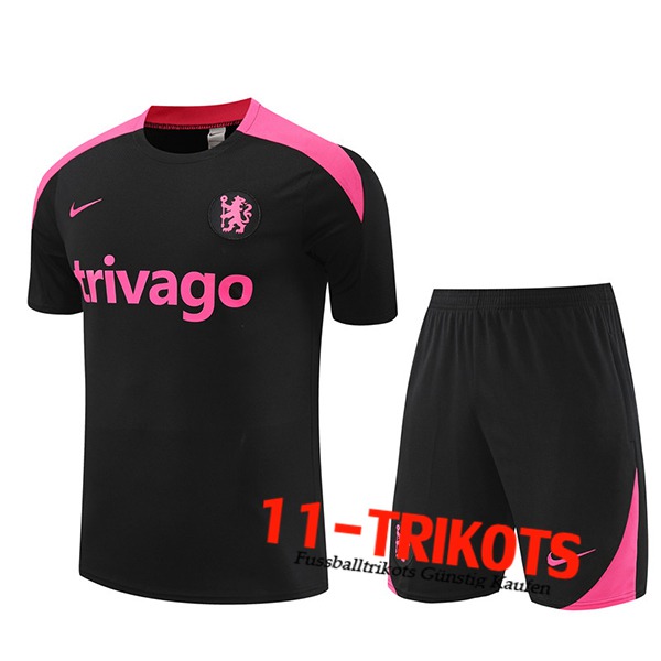 FC Chelsea Trainingstrikot + Shorts Schwarz/Rosa 2024/2025