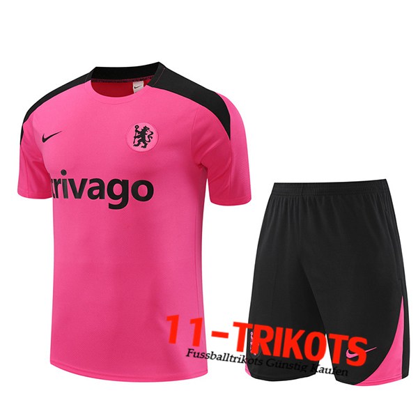 FC Chelsea Trainingstrikot + Shorts Rosa/Schwarz 2024/2025