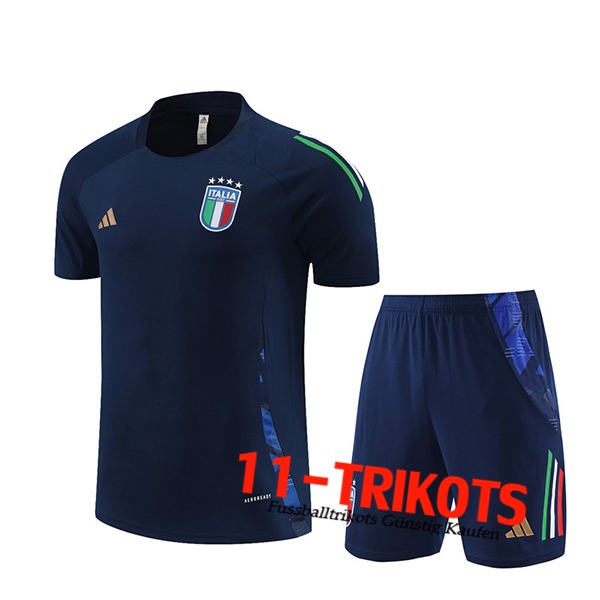 Italien Trainingstrikot + Shorts Blau 2024/2025