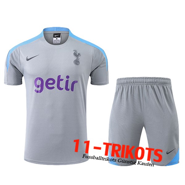 Tottenham Hotspur Trainingstrikot + Shorts Grau/Blau 2024/2025 -03