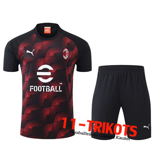 AC Milan Trainingstrikot + Shorts Schwarz/Rot 2024/2025 -02