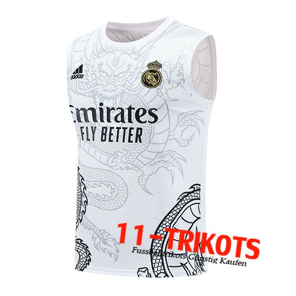 Real Madrid Trainings-Tanktop Weiß/Schwarz 2024/2025