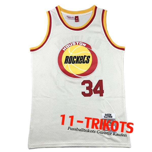 Houston Rockets Trikot (OLAJUWON #34) 2024/25 Weiß/Rot/Gelb -02