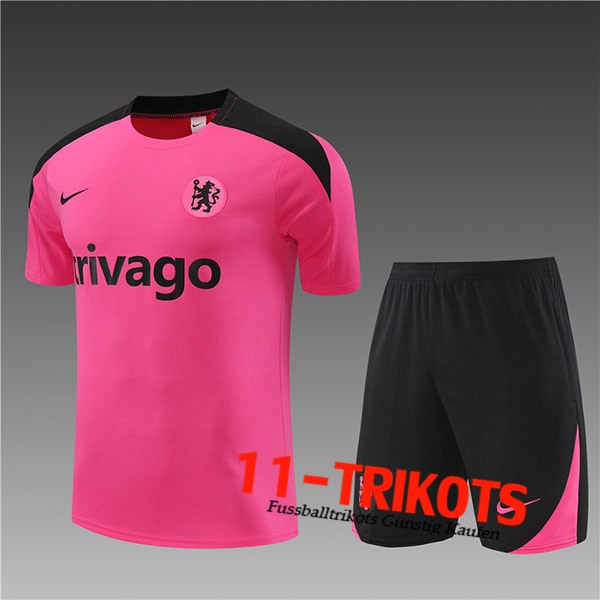 FC Chelsea Trainingstrikot + Shorts Kinder Rosa/Schwarz 2024/2025