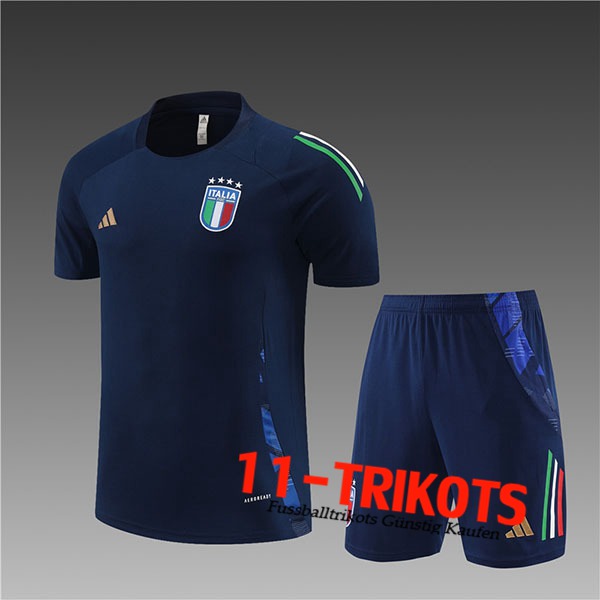 Italien Trainingstrikot + Shorts Kinder Blau 2024/2025