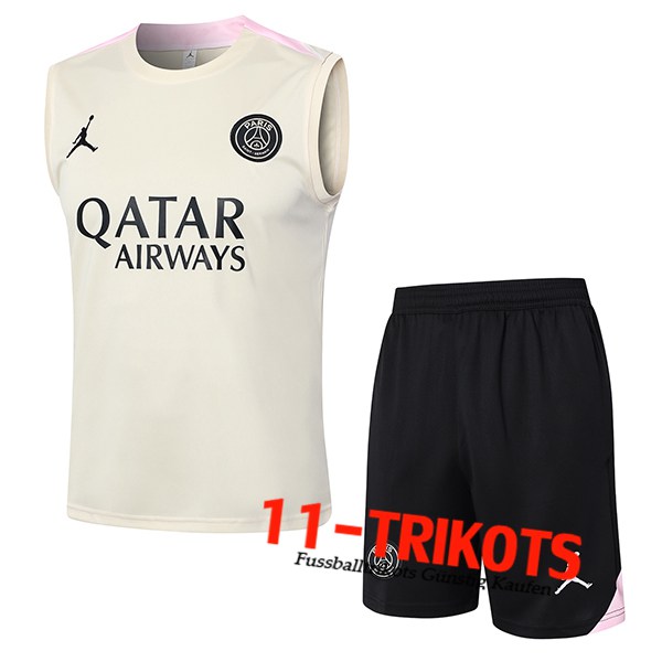 PSG Trainings-Tanktop Beige/Schwarz 2024/2025