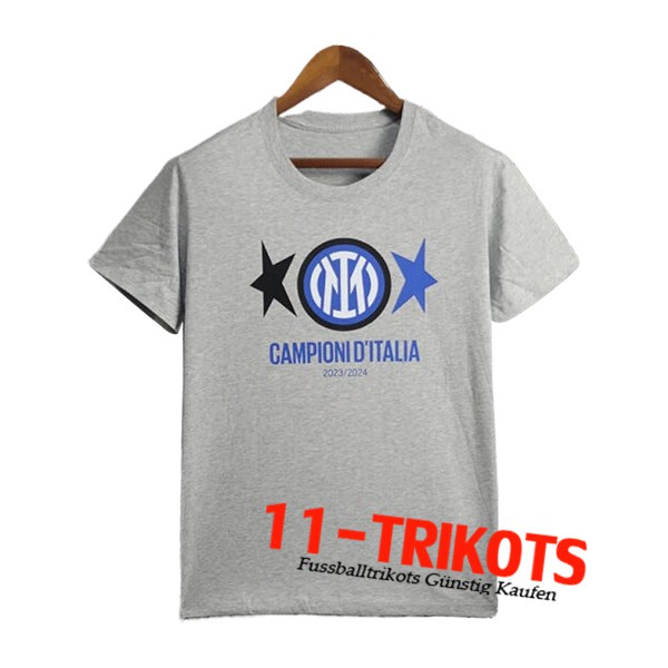 Inter Milan Fussball Trikots T-Shirt Champion 2 Grau 2023/2024