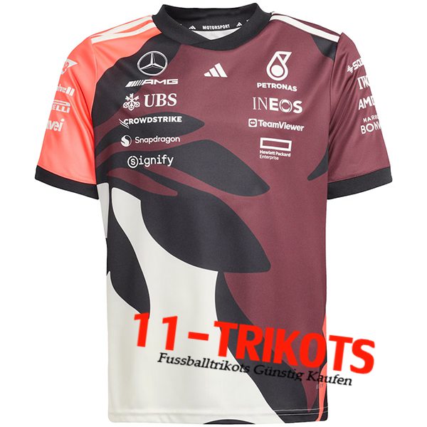 T-Shirt Mercedes Benz F1 Team Weiß/Braun/Schwarz/Orange 2025