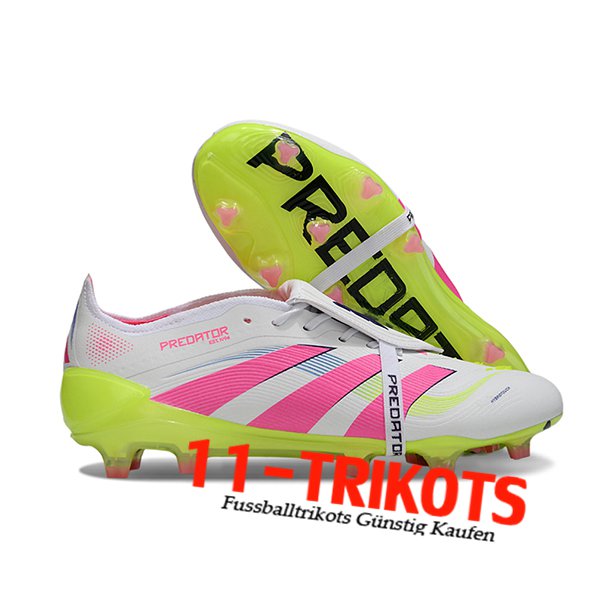 Adidas Fussballschuhe 25 Predator Elite Tongue FG Weiß/Rosa/Grün