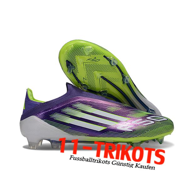 Adidas Fussballschuhe F50 Elite Laceless FG lila/Grün/Weiß