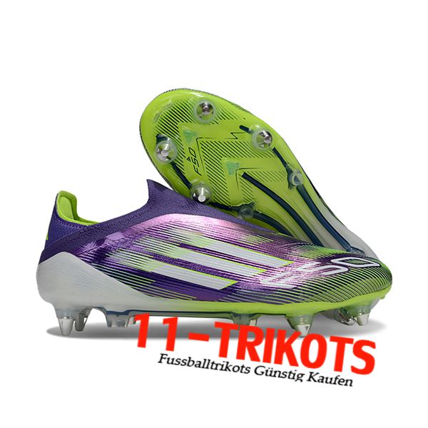 Adidas Fussballschuhe F50 Elite Laceless SG lila/Grün/Weiß