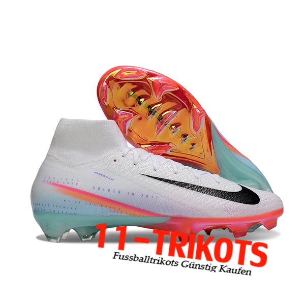 Nike Fussballschuhe Air Zoom Mercurial Superfly IIX Elite FG Weiß/Blau/Schwarz/Rosa