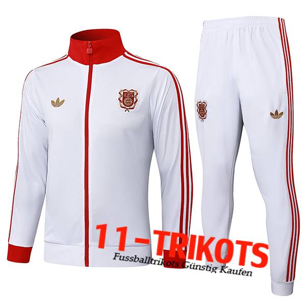 Bayern Munchen Trainingsanzug Trainingsjacke Weiß/Rot 2025/2026
