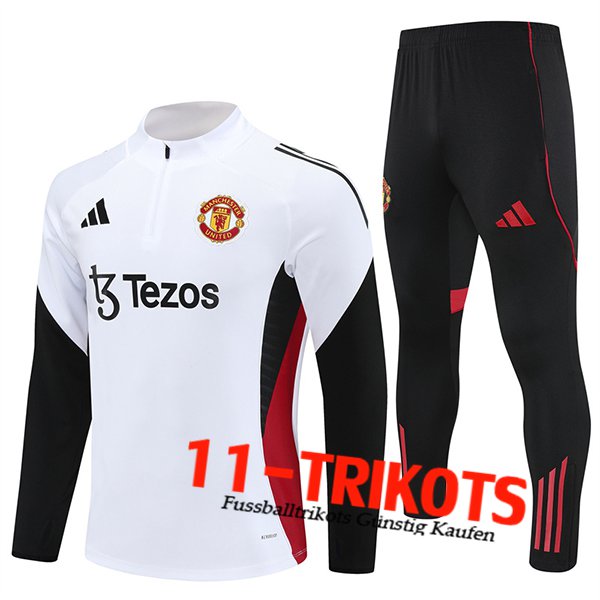 Manchester United Trainingsanzug Weiß/Schwarz/Rot 2025/2026 -02