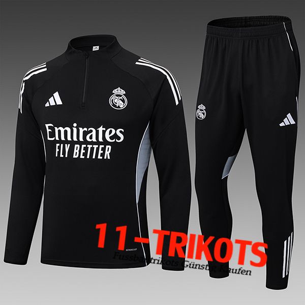 Real Madrid Trainingsanzug Foot Kinder Schwarz/Grau 2025/2026