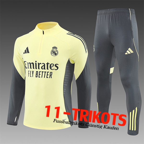 Real Madrid Trainingsanzug Foot Kinder Gelb/Grau 2025/2026